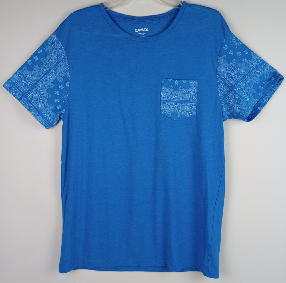 Carbon Adult L Blue Handkerchief Single Chest Pocket Short Sleeve Tshirt